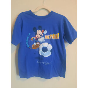 Boys Disney Blue Mickey Mouse Soccer Tee L